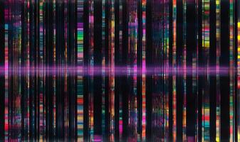 Digital texture with glitch effect and error data RGB signal, bending distortion on dark background. photo