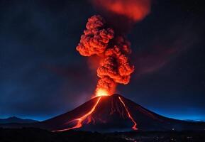 Starlight Witness A Panoramic View of Eruption Under a Celestial Canopy photo