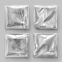 A collection of light plastic textures or a square-shaped polyethylene texture with the effect of damage and scuffs. photo