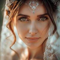 Beautiful bride portrait on their wedding day image collection photo