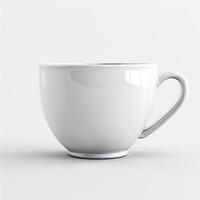 White cup of coffee isolated on white background. White cup mockup photo