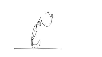 Self drawing animation of single line draw young male company director giving short brief through phone call to his team member from office. Business talk. Continuous line draw. Full length animated video