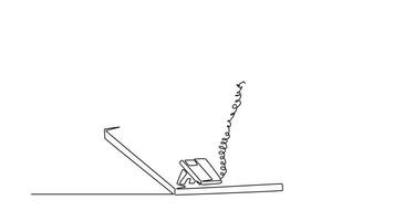 Animated self drawing of continuous line draw young marketing manager reading sales report from sales division during receiving a phone call. Company report concept. Full length single line animation video