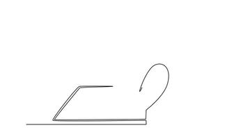Animated self drawing of continuous line draw back view of startup CEO writing business deal draft on paper and consulting with his mentor on phone. Business mentoring. Full length one line animation video