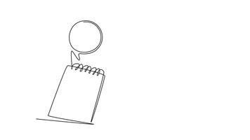 Animated self drawing continuous line draw gesture hand holding touch smartphone screen doing transaction online shopping beside mug of drink. Device gadget concept. Full length single line animation video