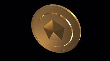 Abstract 3D animation gold coin rotating loop video