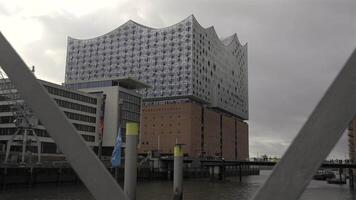 Hamburg, Germany. Elbphilharmonie concert hall and hotel in Hamburg, Deutschland. Elphi Konzerthaus im Stadtteil HafenCity liegt am rechten Ufer der Norderelbe. Elbe Philharmonic. video