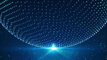 Chatbot Chat concept with Artificial Intelligence. Looped sphere of alphabet particles. Abstract technology, artificial intelligence by enter command prompt for generates something. video