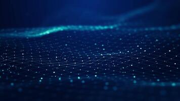 Technology digital wave background concept. Beautiful motion waving dots texture with glowing defocused particles.Digital binary data technology background. video