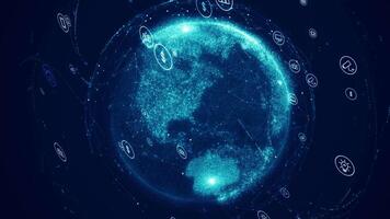 Global network connection and data connections concept. Communication technology global world network. Digital Data network technology With social network icons surrounded for worldwide connections. video