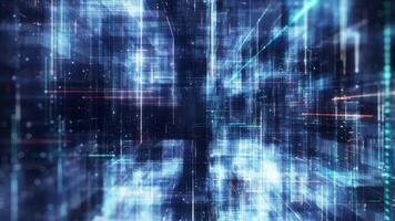 Block chain concept. Isometric digital blocks connection with each other and shapes crypto chain. Big data binary code futuristic information technology, Transferring of big data. 3D Rendering. video