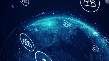 Global network connection and data connections concept. Communication technology global world network. Digital Data network technology With social network icons surrounded for worldwide connections. video