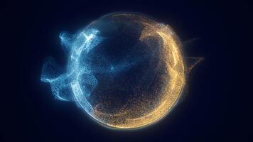 Abstract colored bright glowing background with a sphere core atom video