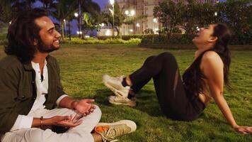 Couple Laugh and engaging in a lively conversation video