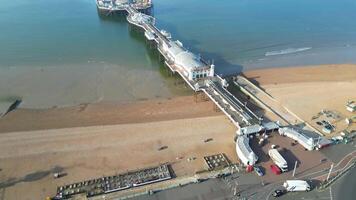 Aerial View of British Beach and Ocean at Brighton City of England United Kingdom. May 9th, 2024 video