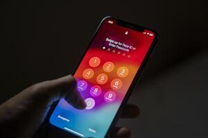 Smart phone pass code screen with Face ID option photo