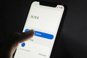 Digital wallet app on smart phone screen photo