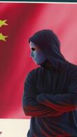 Vertical Chinese cyber forces hacking computer systems in a governmental agency, fake news and brainwashing for the communism ideology. Anonymous cyberterrorism and malicious activities. Camera B. video
