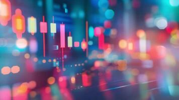 Vibrant digital chart with multicolored bars and data points in a futuristic interface video
