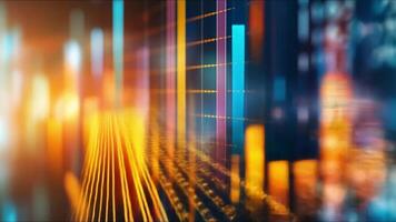 Abstract digital chart with colorful bars and lines representing data analytics video