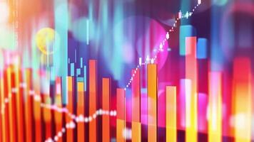 Vibrant digital chart with neon colors and glowing data points video