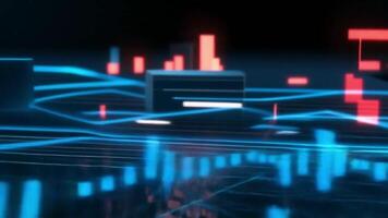 Abstract digital chart with blurred lines and vibrant colors in motion video