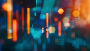 Abstract digital chart with blurred data points and bright colors video