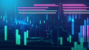 Futuristic digital chart with layered graphs and blue-green color scheme video