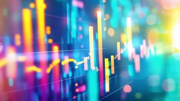 Abstract digital chart with colorful data points and bokeh effect video