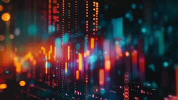 Colorful digital chart with dynamic data points and abstract graphics video