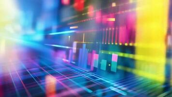 Vivid digital chart with multicolored bars and dynamic data visualization video