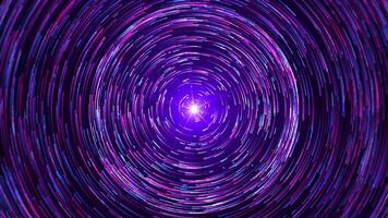 lindo espiral luz com movimento do brilhante néon linhas e brilhando listras. luz partículas rodar dentro uma espiral. videos para festas e eventos