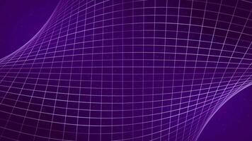 Futuristic technology grid made of soft glow purple lines and particle dust on a dark gradient background. Seamless looped animation of digital structure spinning in a cyber space. VJ loop 4k 60 fps video