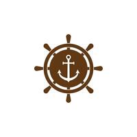 Ship steering wheel, anchor icon. illustration, flat design. vector