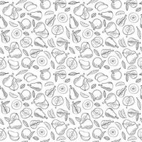 Seamless endless pattern of apples and pears. Illustration in hand drawn style. Can be used to create packaging, covers, backgrounds, cards, textiles, clothing, souvenirs and much more. vector