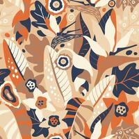Abstract Bird of Paradise Jungle plants pattern. Seamless modern floral seamless pattern. vector