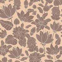 Seamless pattern with plant background. A lot of different flowers. vector