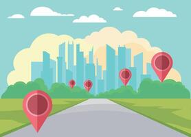 Tracking goods or taxi, home delivery. Navigation and location. GPS software for smartphone. vector