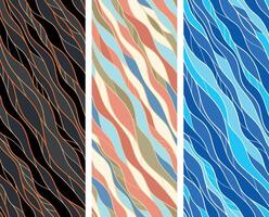 Set of Abstract wavy seamless patterns. Trendy retro background in 90s, 00s style. vector
