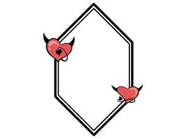 Frame Devil Heart Sketch Line Art vector