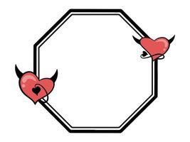 Frame Devil Heart Sketch Line Art vector