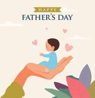 Father's day illustration of a hand shielding a small child vector
