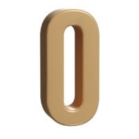 3d number zero 0 golden or bronze shining typography symbol or sign template, realistic illustration. Gold digit or figure for numbering png