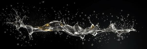 Splashes of water on a black background. photo