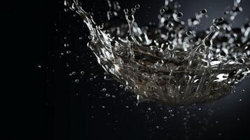 Splashes of water on a black background. photo