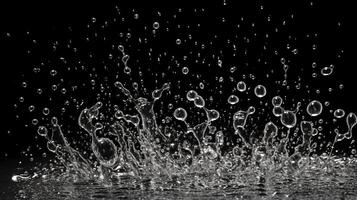 Splashes of water on a black background. photo