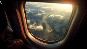 Breathtaking view from the airplane window. Great view. photo