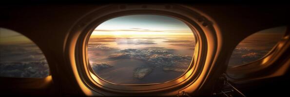 Breathtaking view from the airplane window. Great view. photo