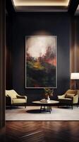 A hotel with a picture on the wall. . photo