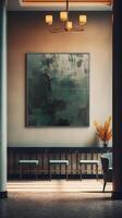 A hotel with a picture on the wall. . photo